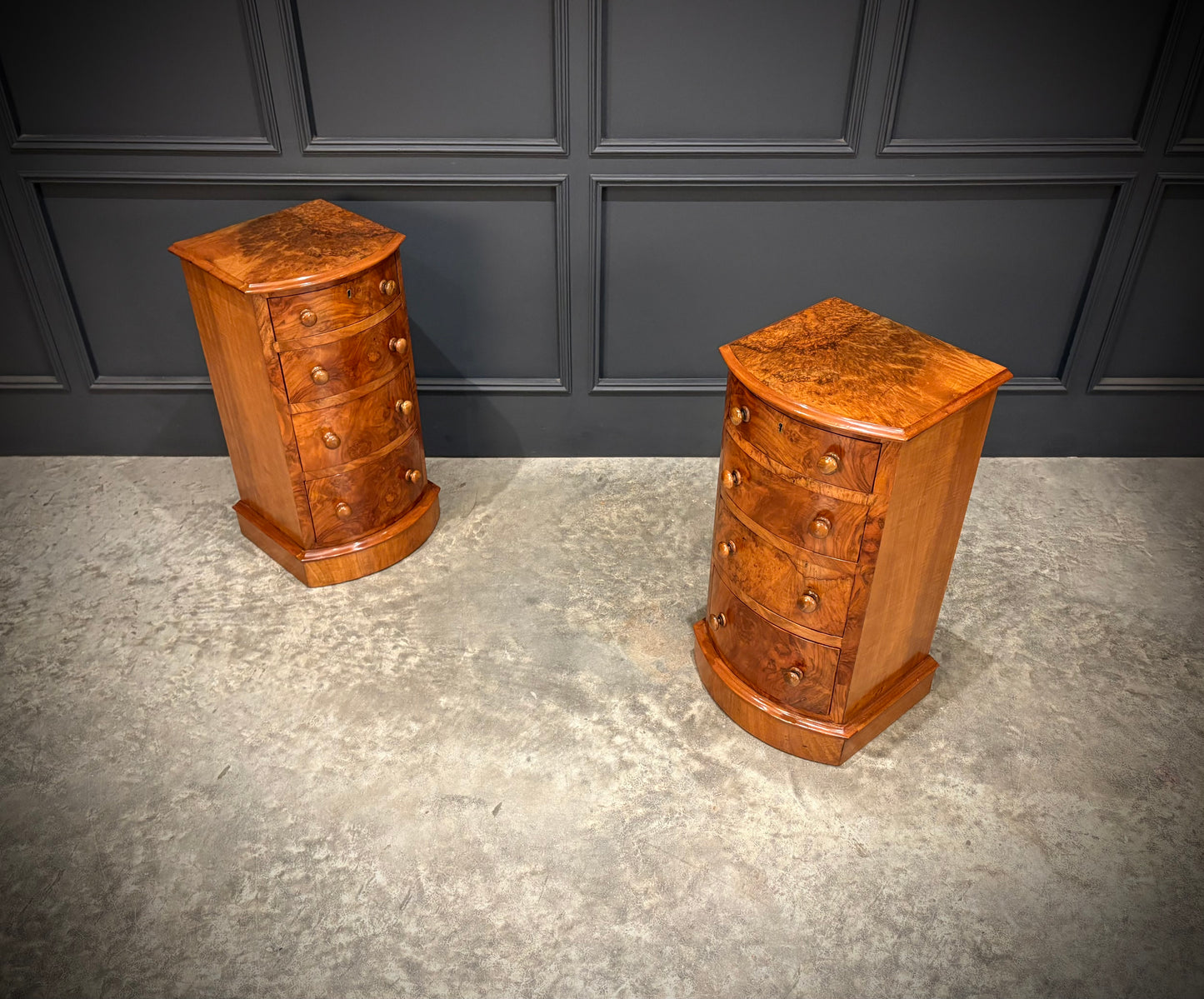 Pair of Victorian Burr Walnut Bedside Chests