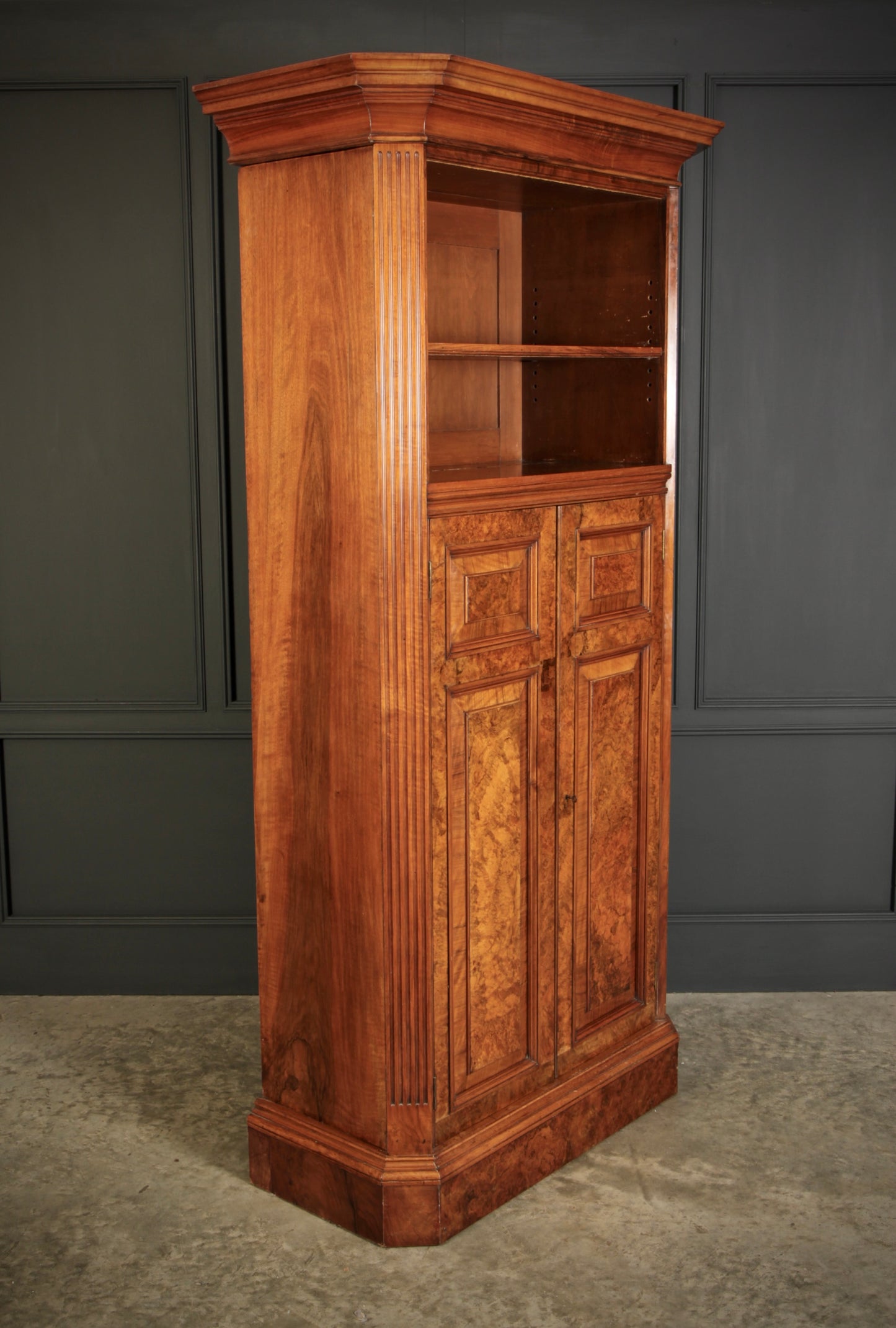 Victorian Burr Walnut Office Bookcase