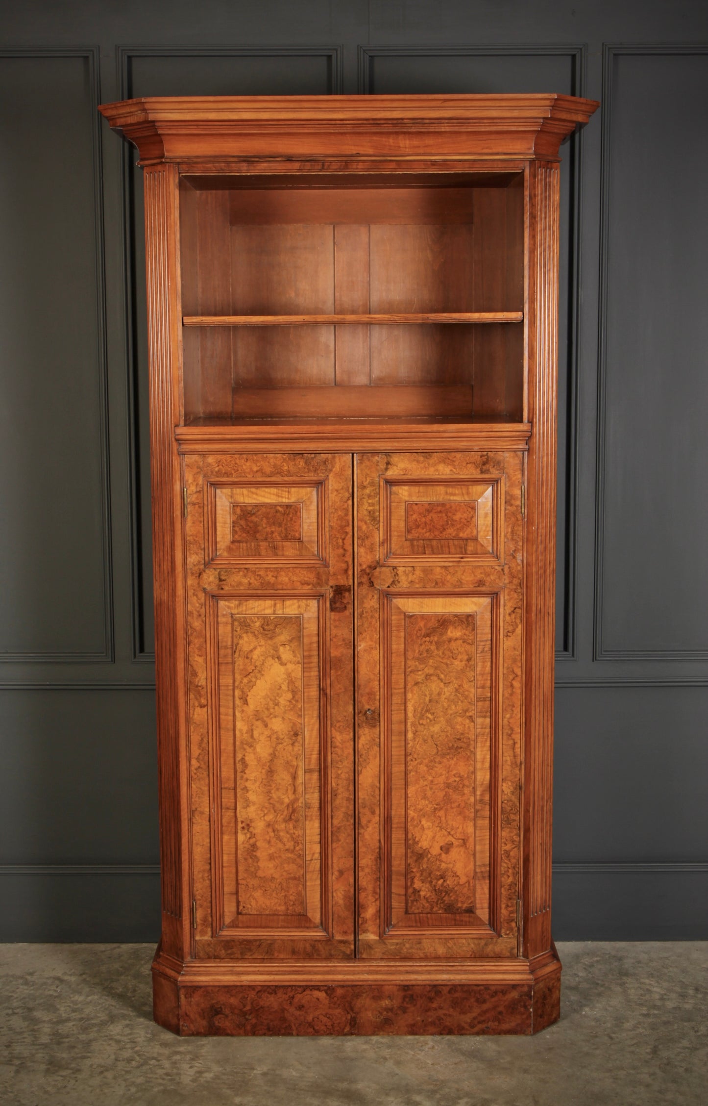 Victorian Burr Walnut Office Bookcase