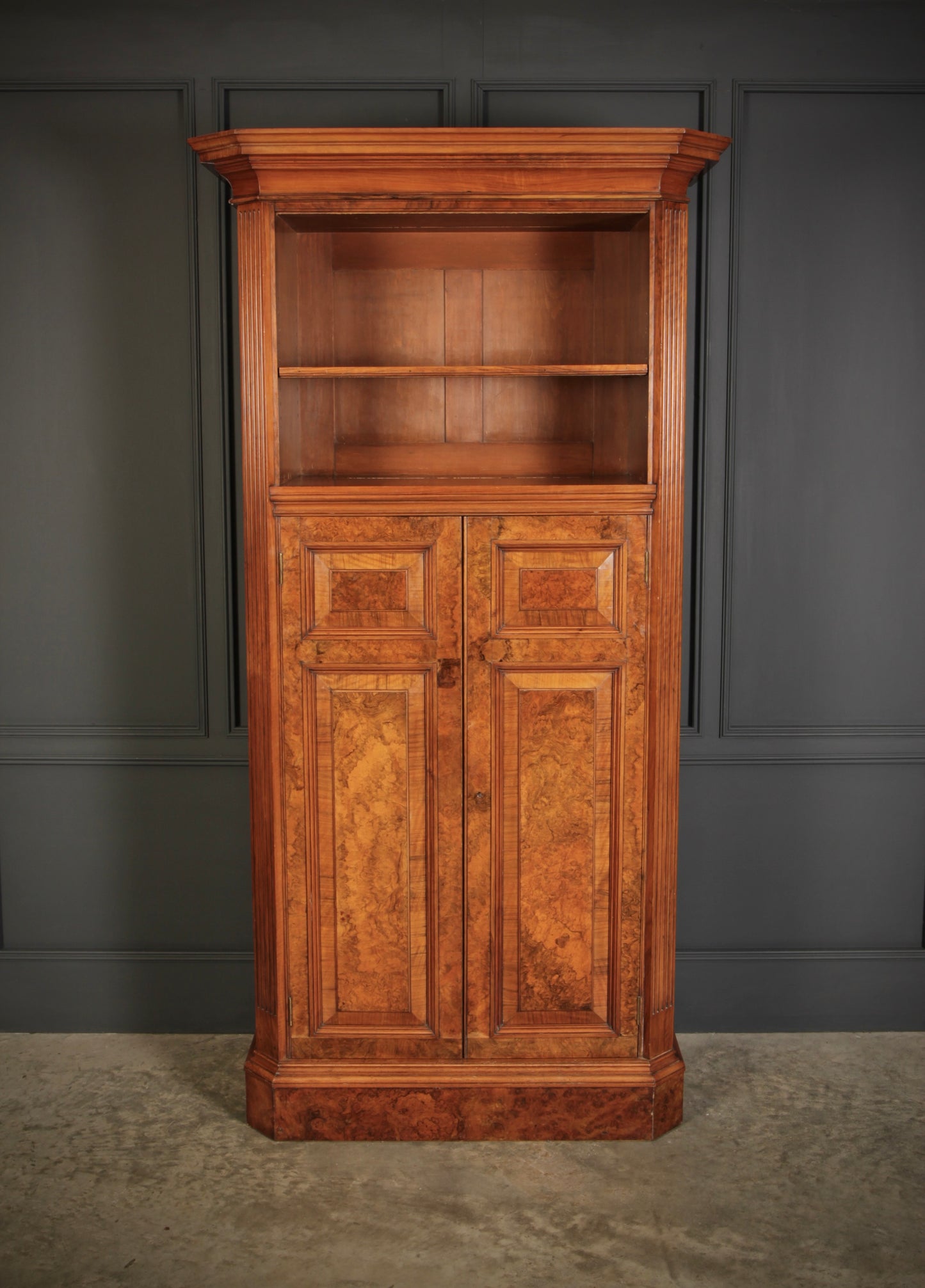Victorian Burr Walnut Office Bookcase