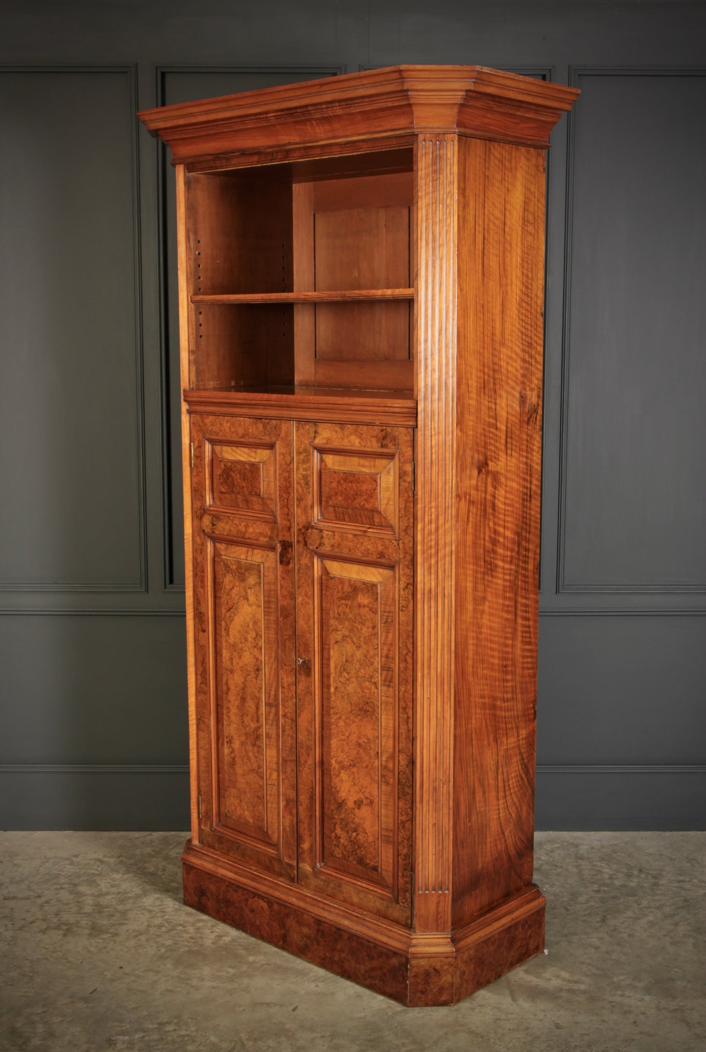 Victorian Burr Walnut Office Bookcase