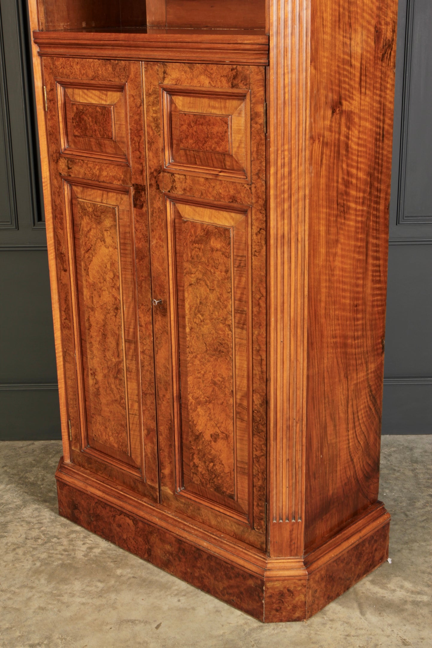 Victorian Burr Walnut Office Bookcase