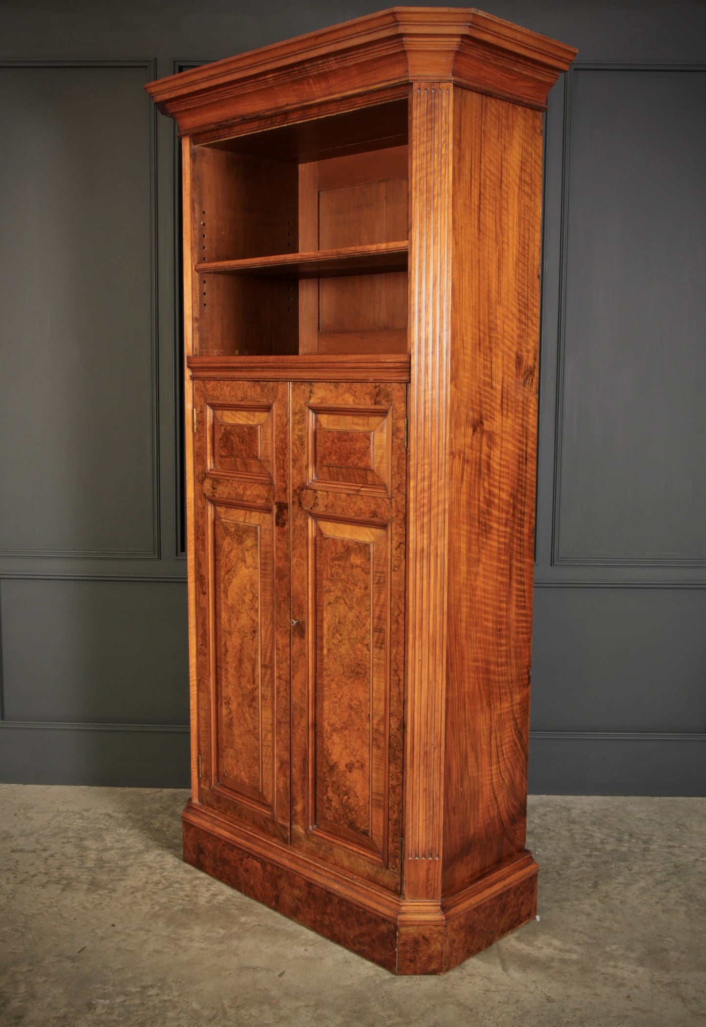 Victorian Burr Walnut Office Bookcase