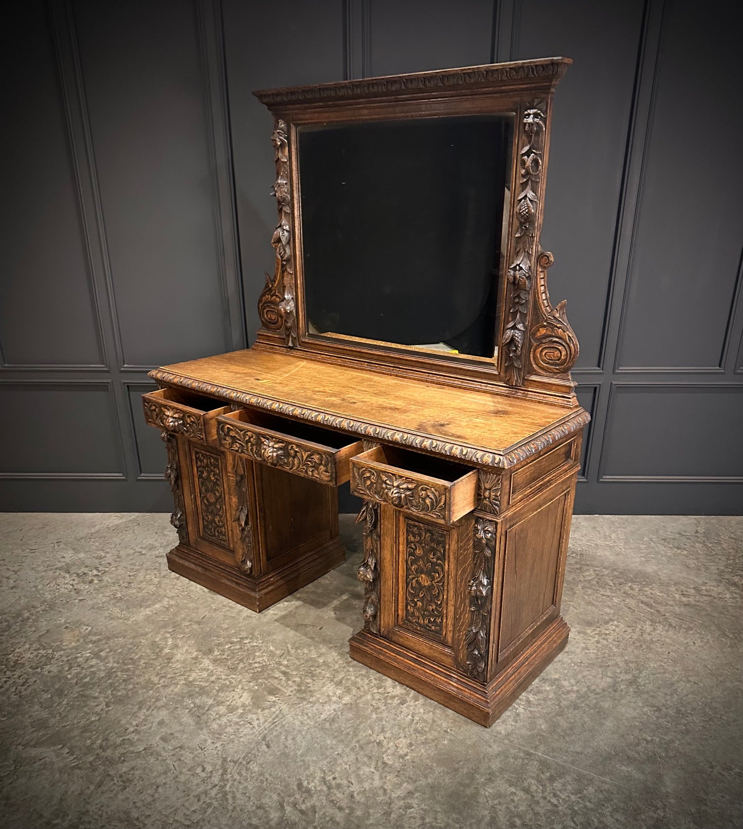 Carved Oak Sideboard