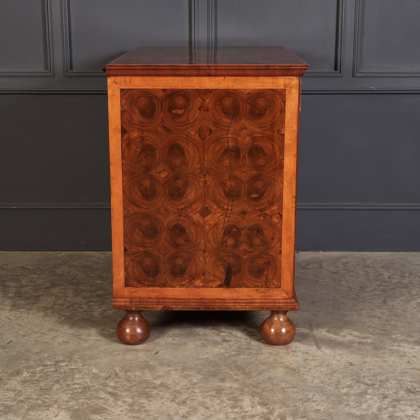 William & Mary Walnut Oyster Chest