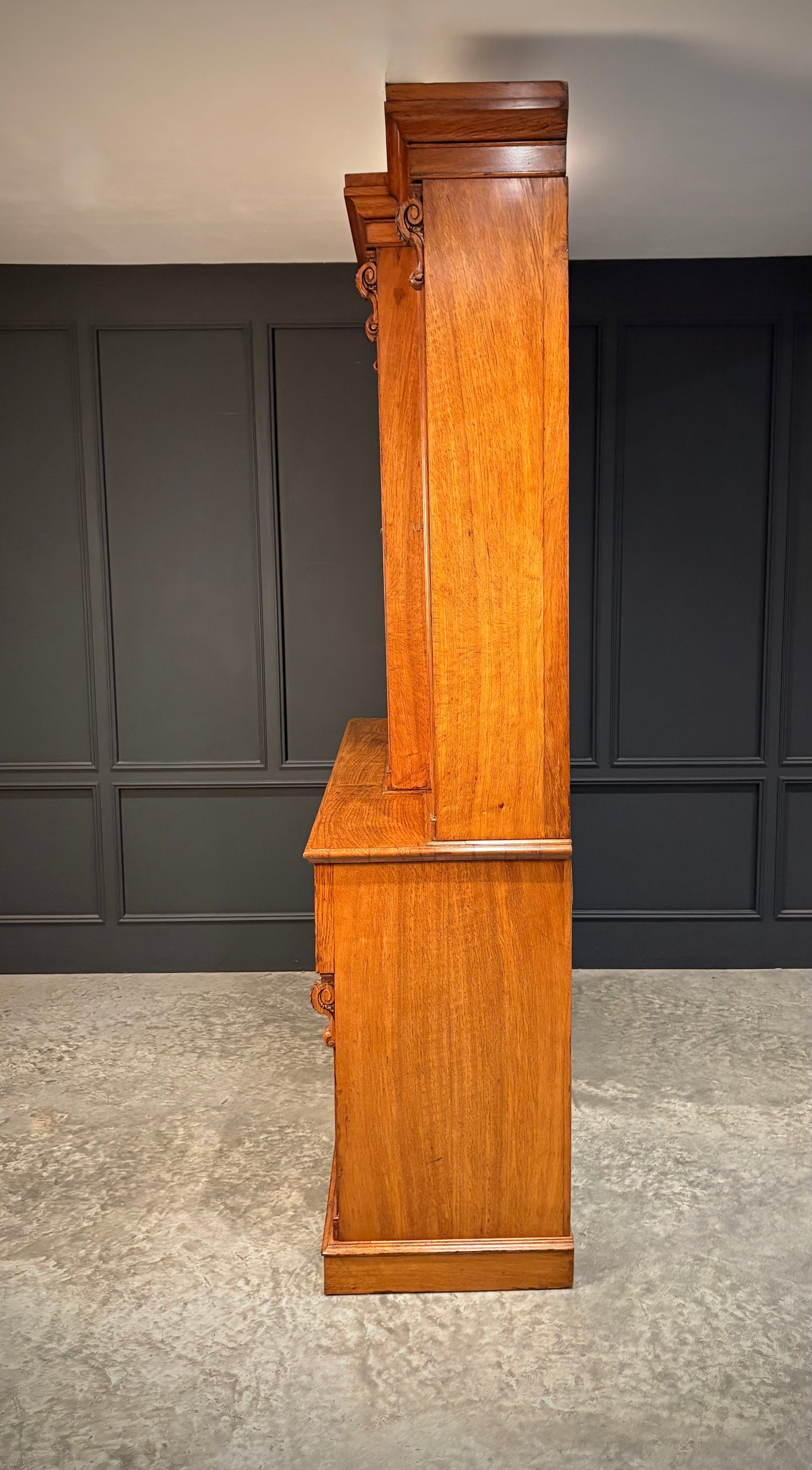 Early Victorian Breakfront Oak Bookcase