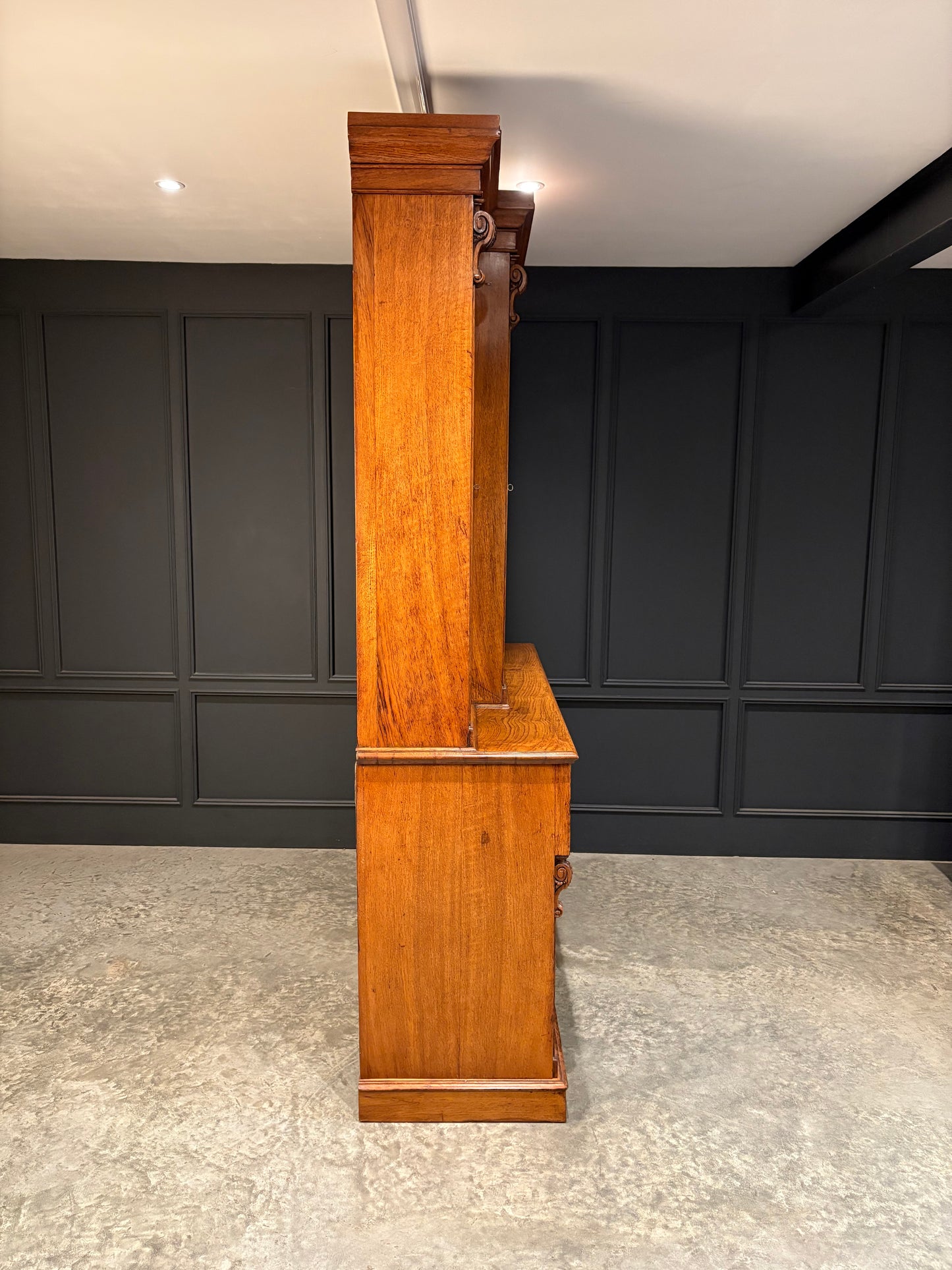 Early Victorian Breakfront Oak Bookcase