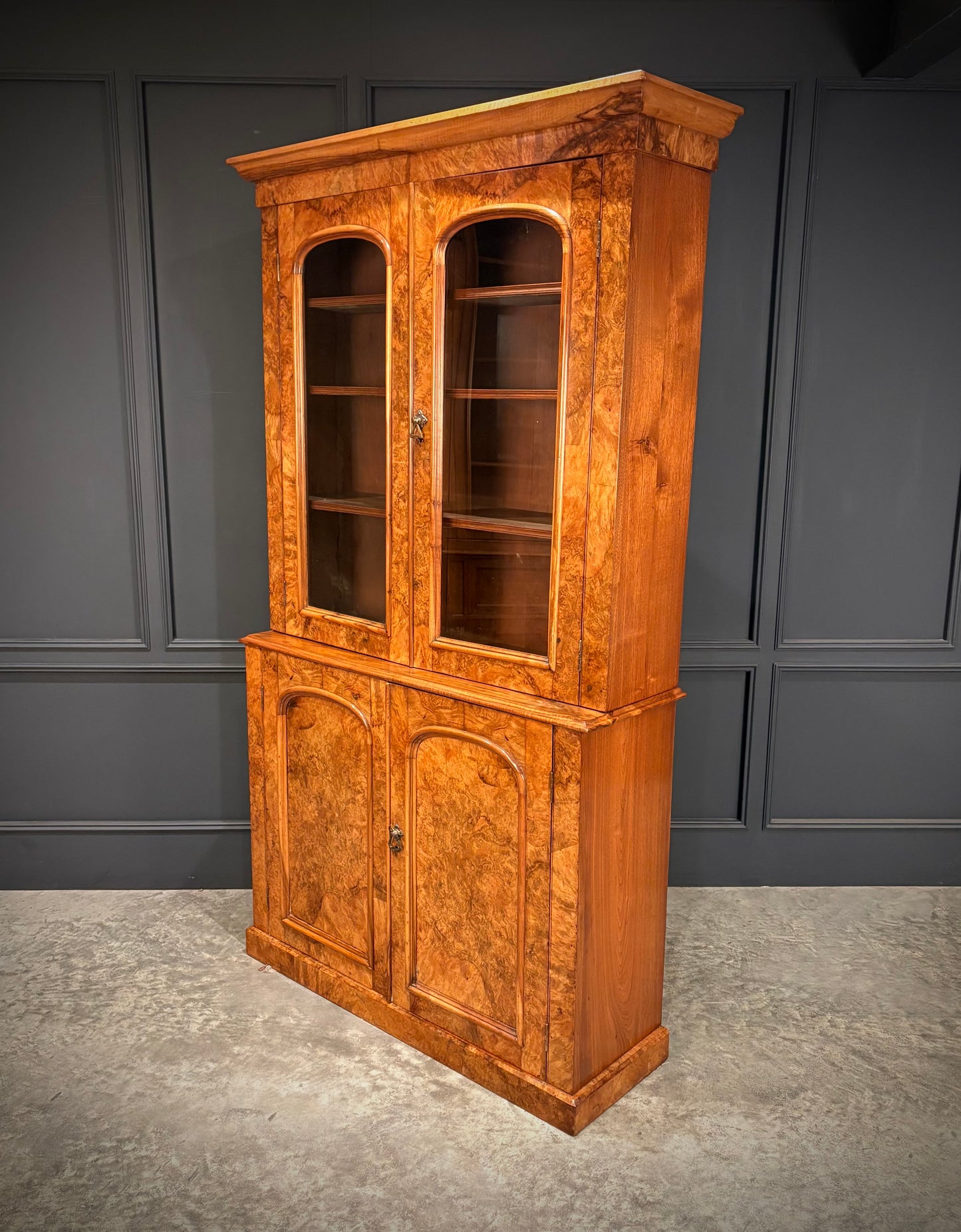 Victorian Walnut Glazed Bookcase