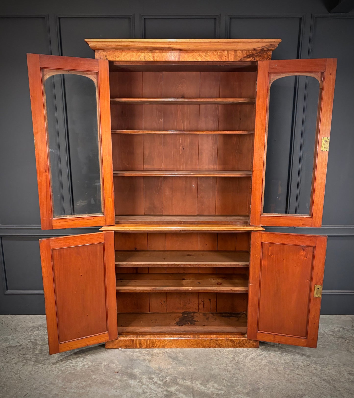 Victorian Walnut Glazed Bookcase