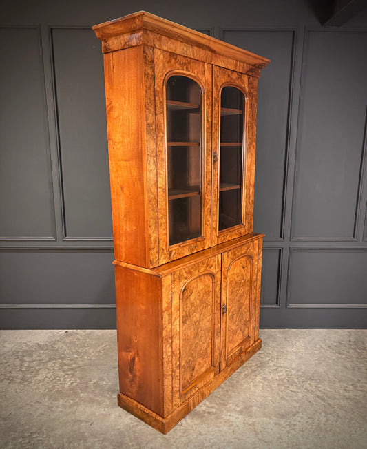 Victorian Walnut Glazed Bookcase