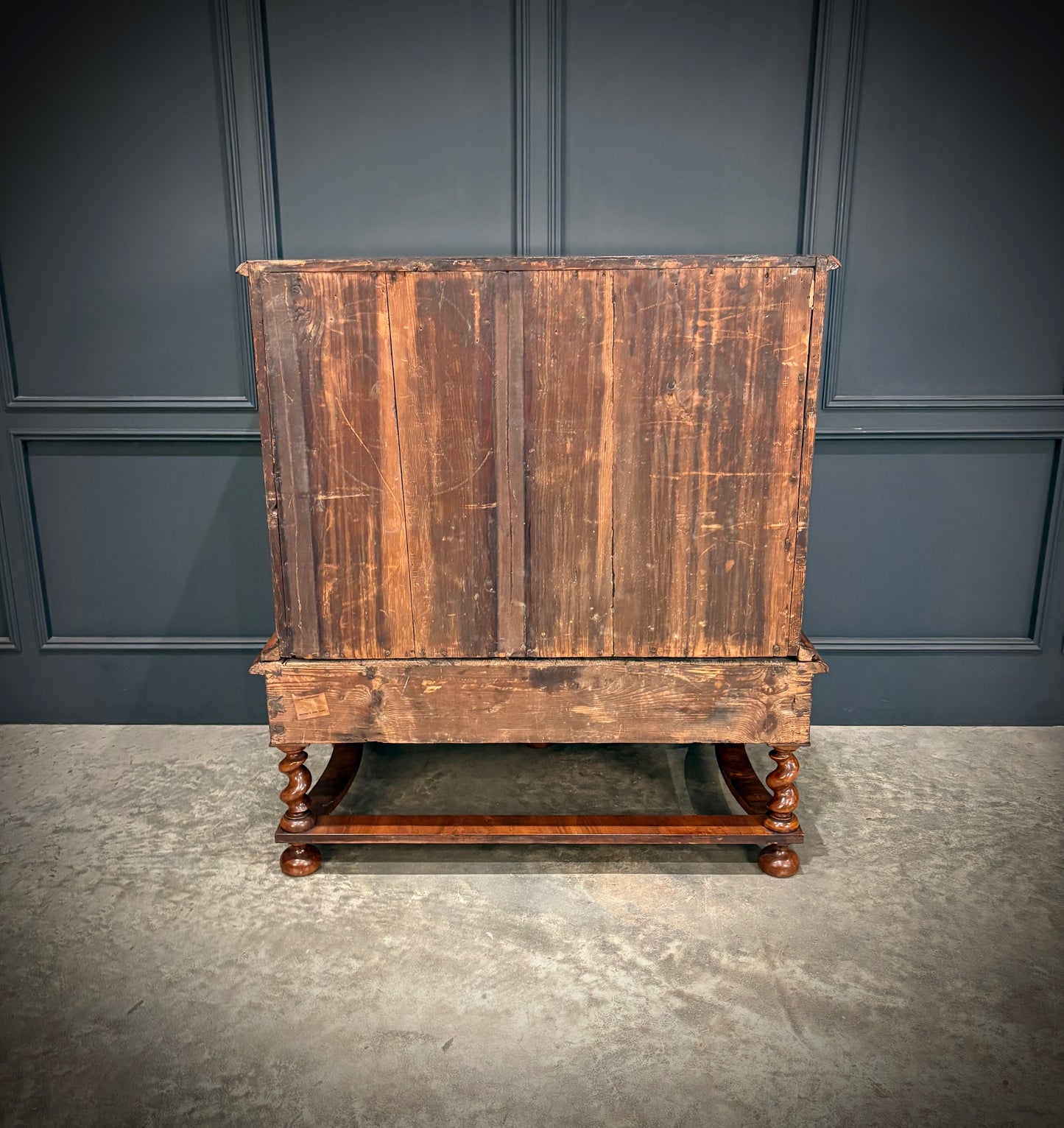 Rare William & Mary Olive Wood Oyster Chest on Stand