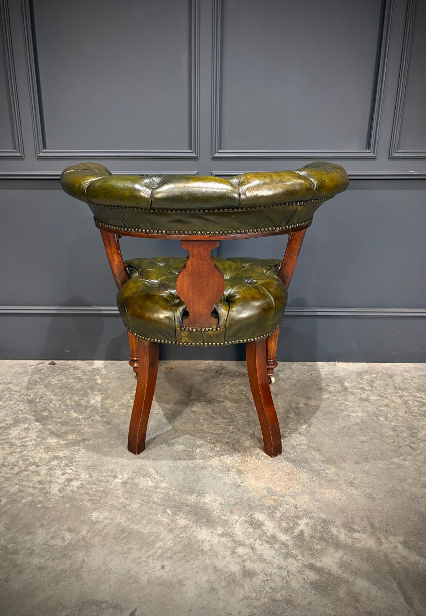 Victorian Mahogany & Green Leather Desk Chair