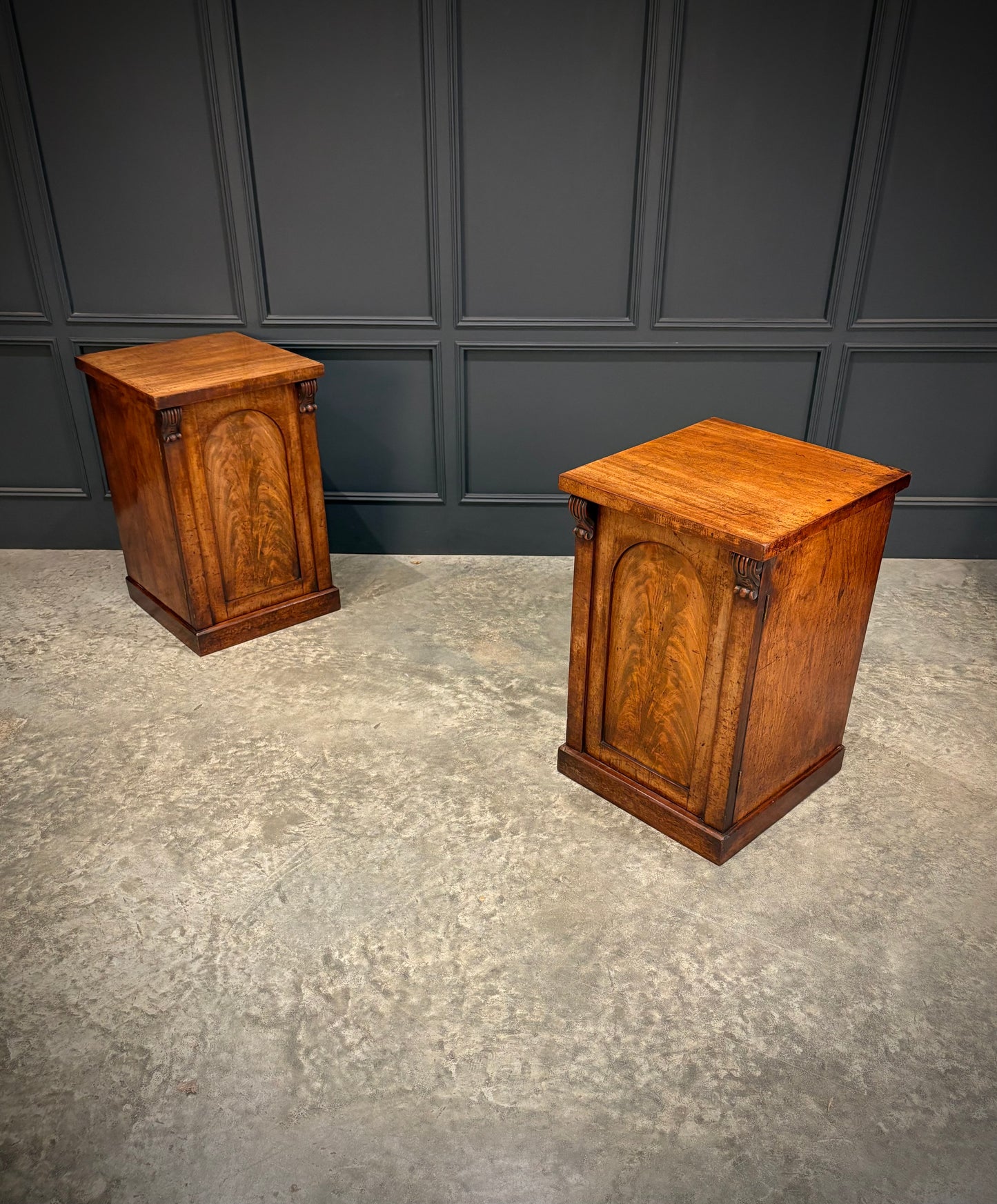 Pair of Victorian Flame Mahogany Bedside Cabinets