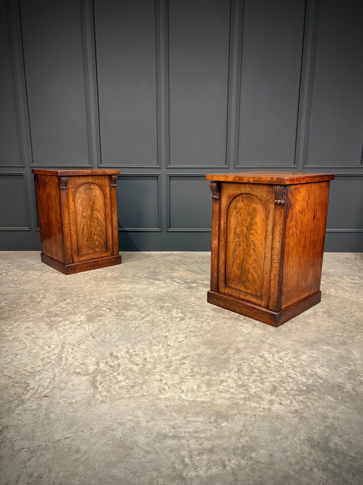 Pair of Victorian Flame Mahogany Bedside Cabinets