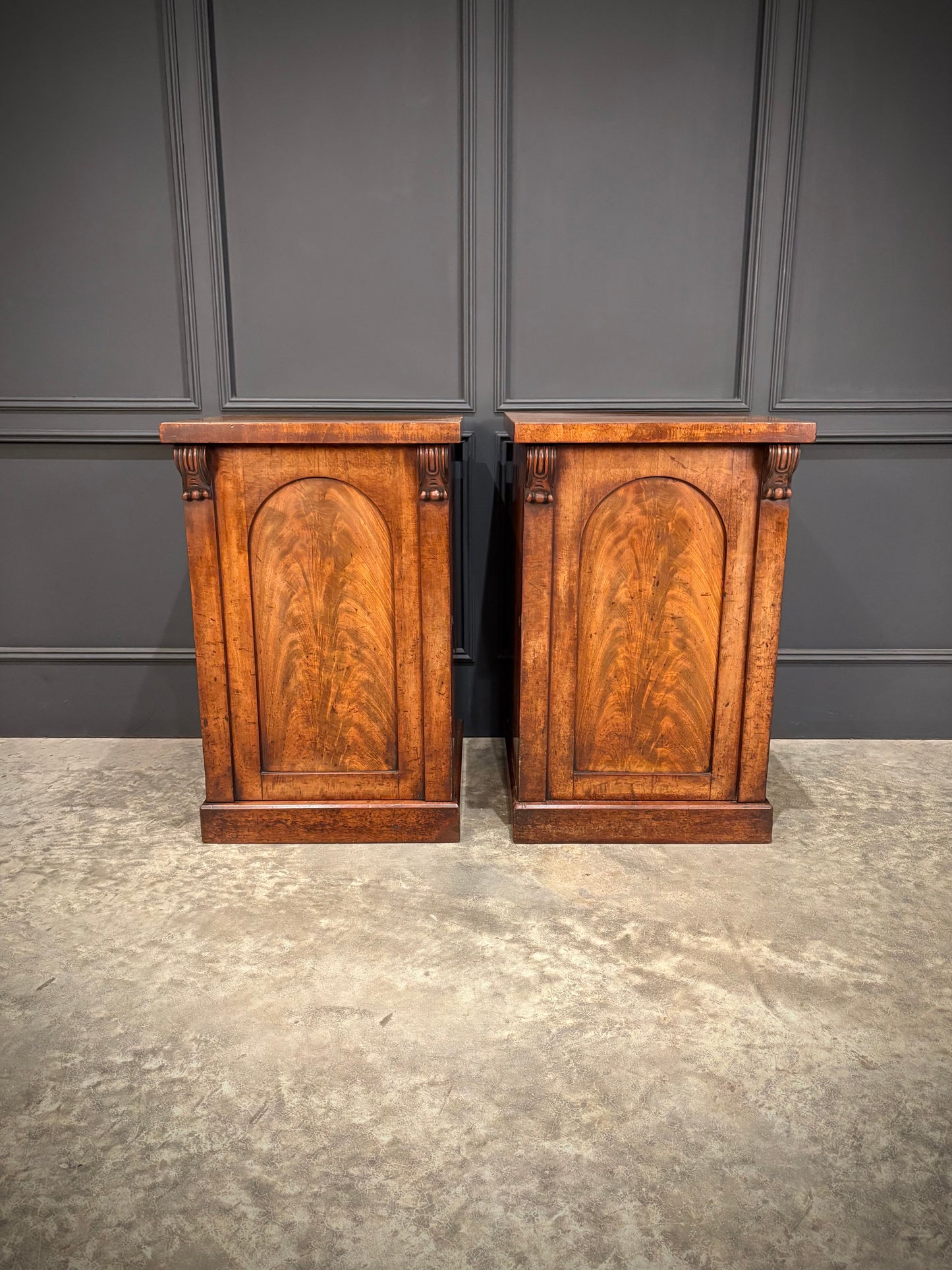 Pair of Victorian Flame Mahogany Bedside Cabinets