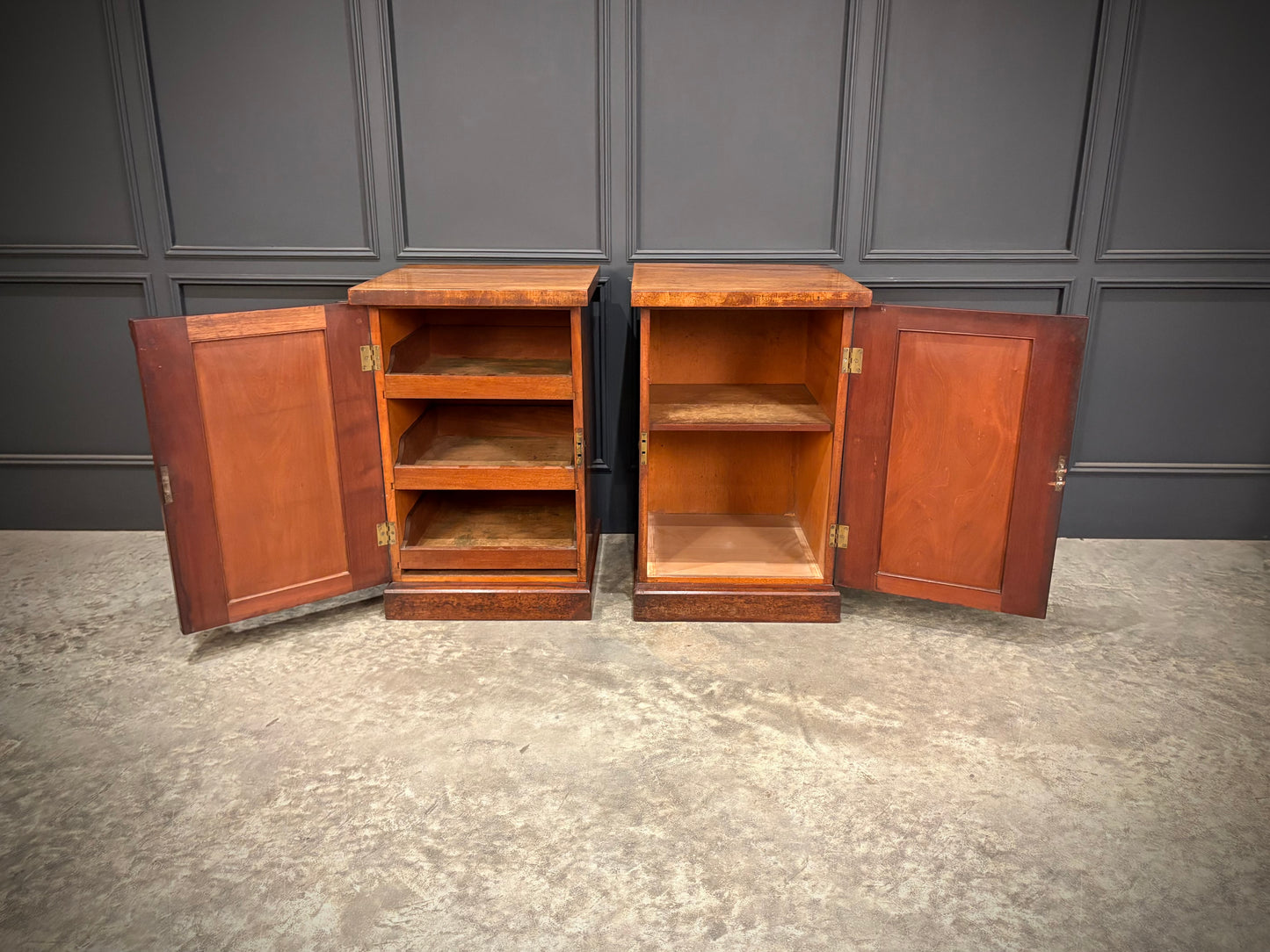 Pair of Victorian Flame Mahogany Bedside Cabinets