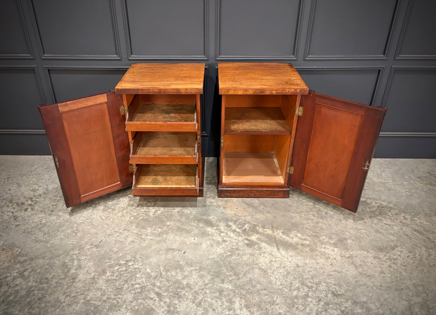 Pair of Victorian Flame Mahogany Bedside Cabinets