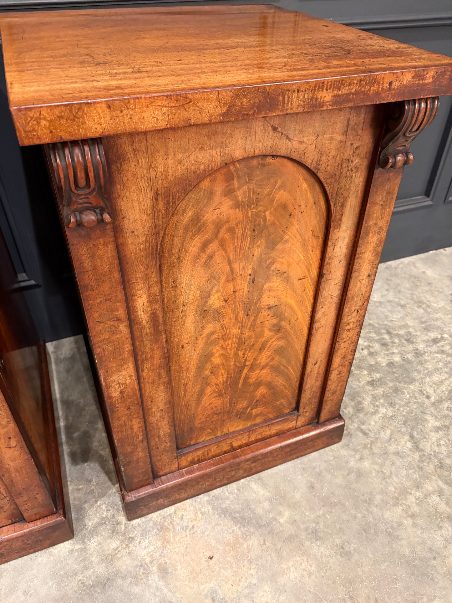Pair of Victorian Flame Mahogany Bedside Cabinets