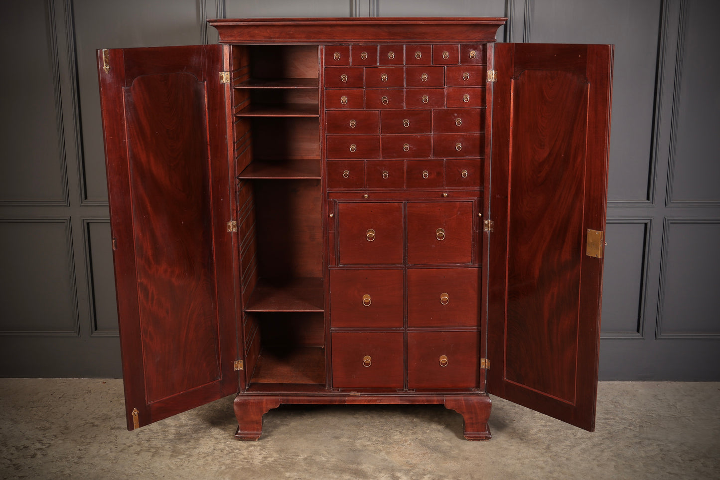 Rare George III Irish Mahogany Fitted Estate Cabinet