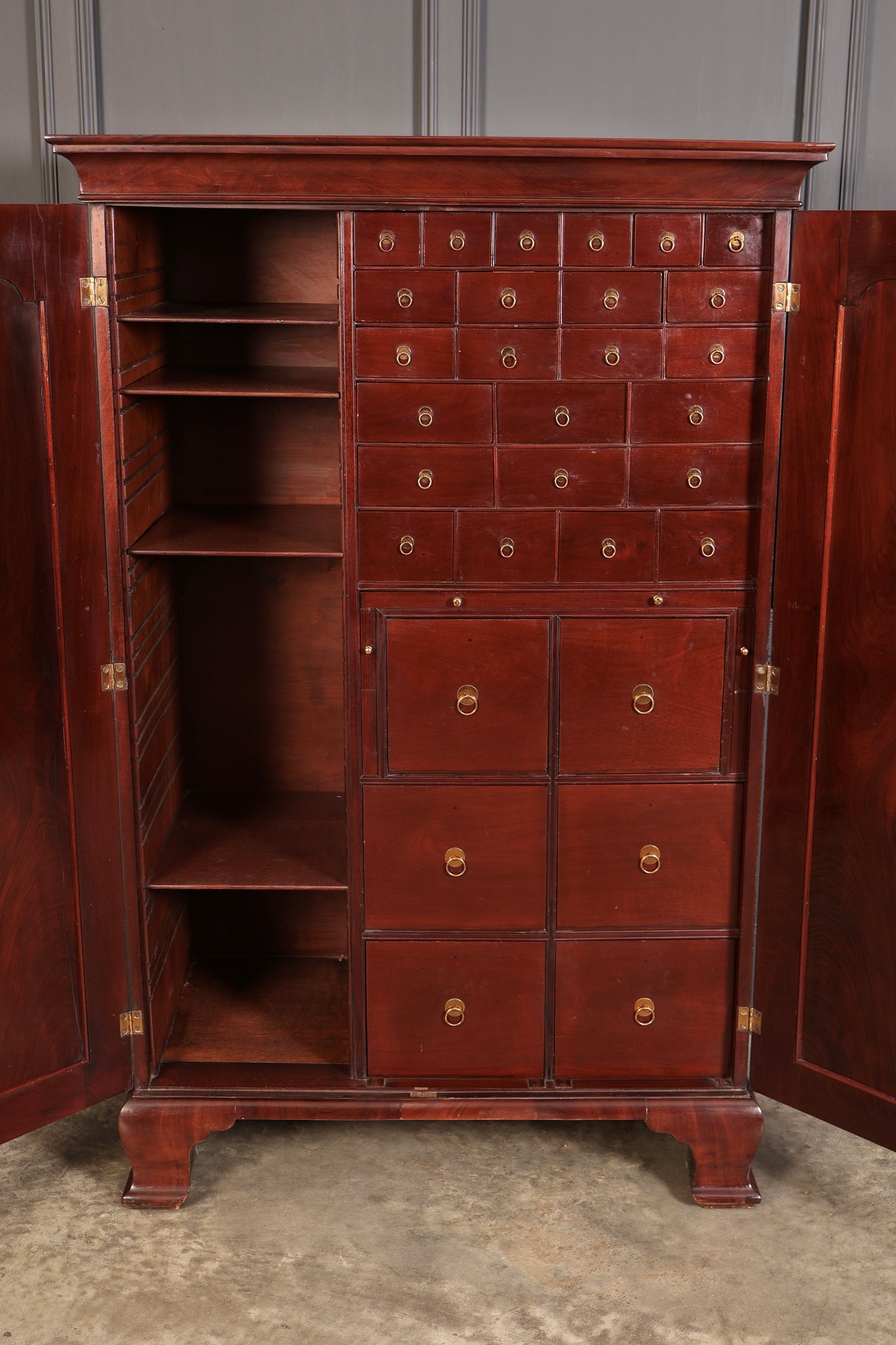 Rare George III Irish Mahogany Fitted Estate Cabinet