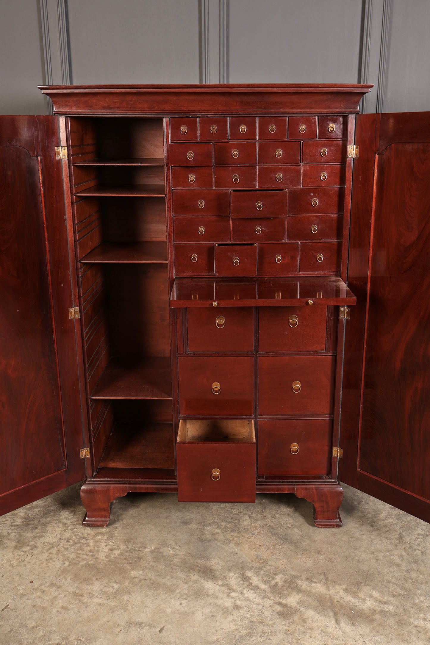 Rare George III Irish Mahogany Fitted Estate Cabinet