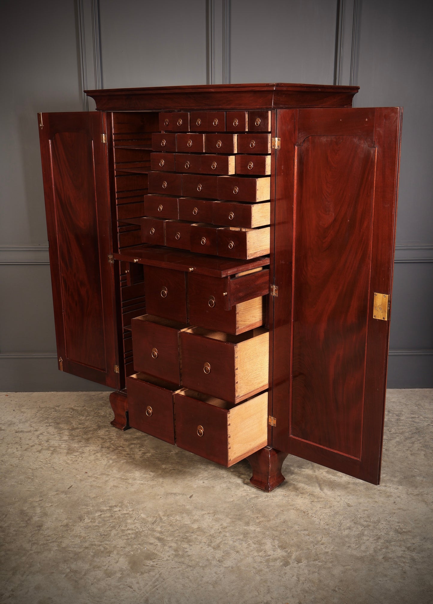 Rare George III Irish Mahogany Fitted Estate Cabinet