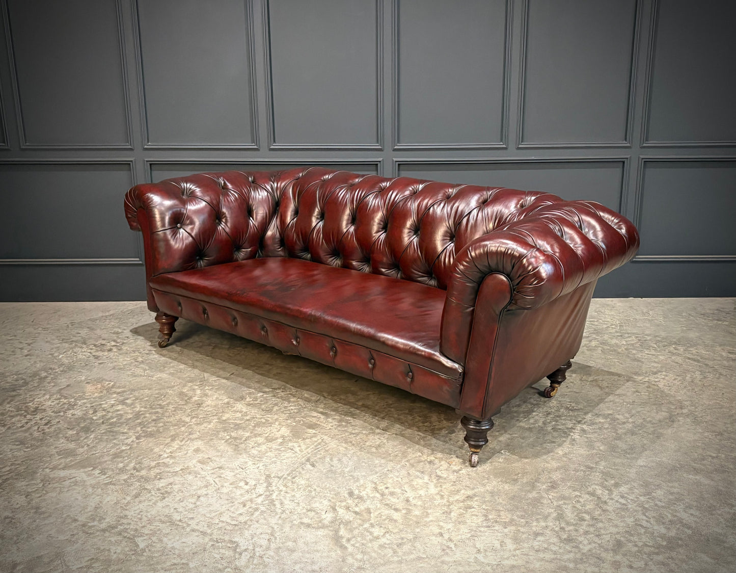 Victorian Buttoned Leather Chesterfield Sofa