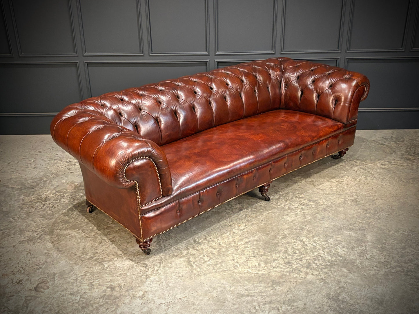 Large Victorian Leather Chesterfield Sofa