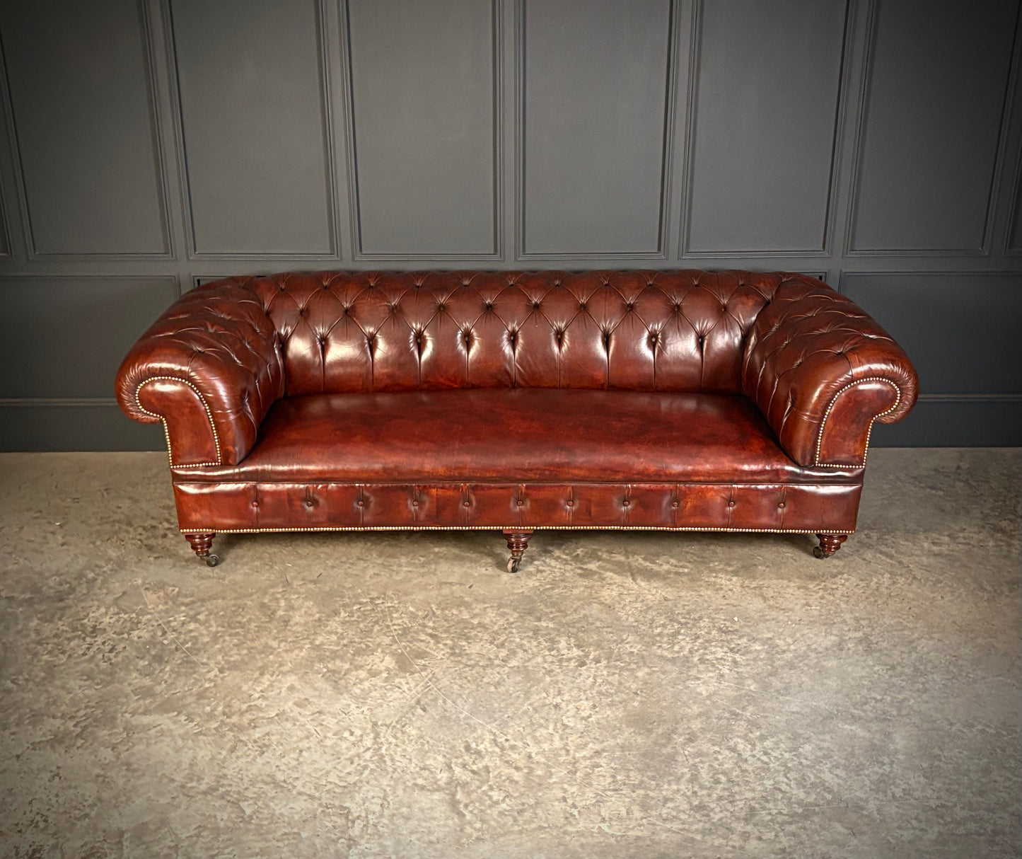 Large Victorian Leather Chesterfield Sofa
