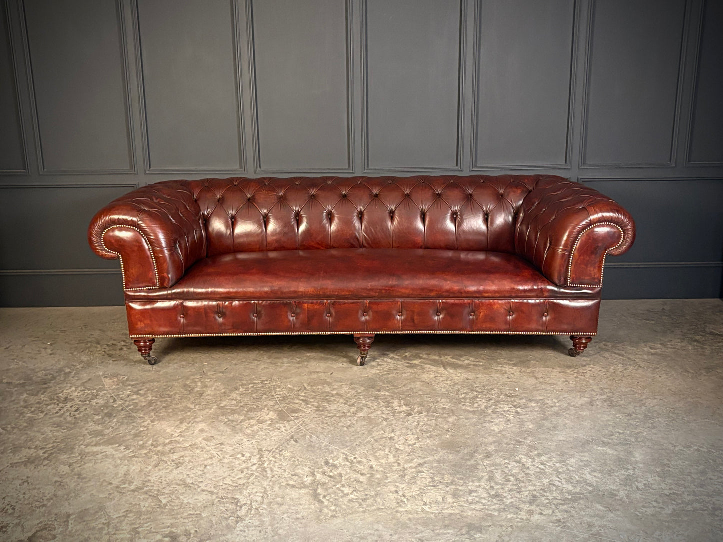 Large Victorian Leather Chesterfield Sofa