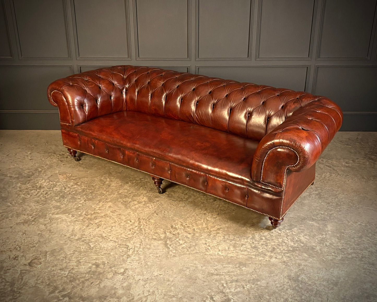 Large Victorian Leather Chesterfield Sofa