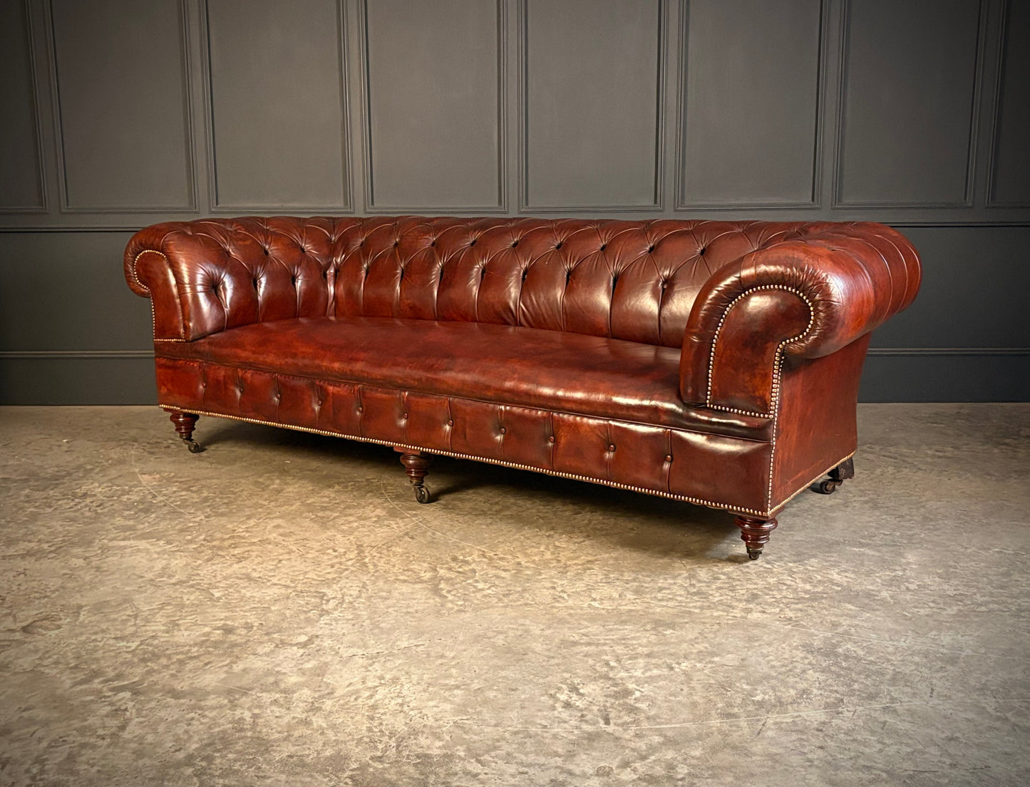 Large Victorian Leather Chesterfield Sofa