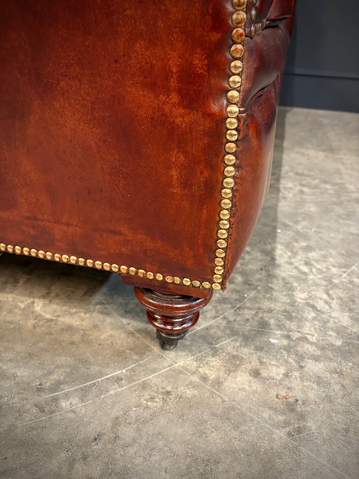 Large Victorian Leather Chesterfield Sofa