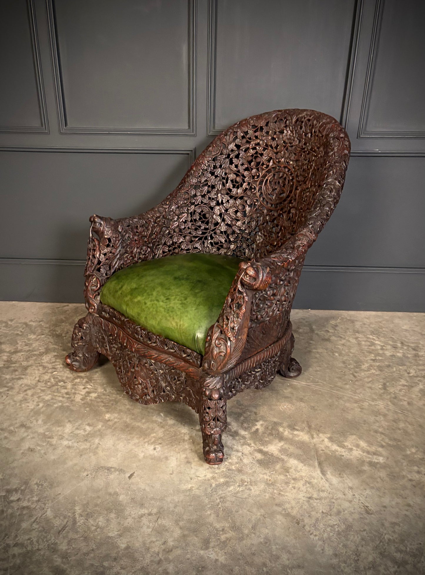 Carved Burmese Armchair