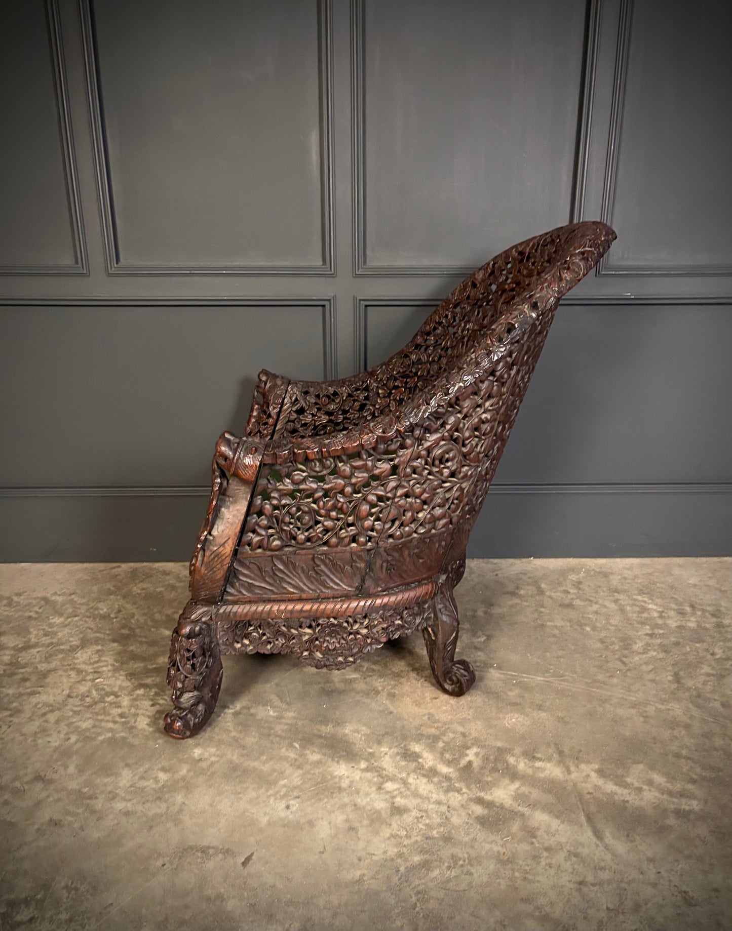 Carved Burmese Armchair