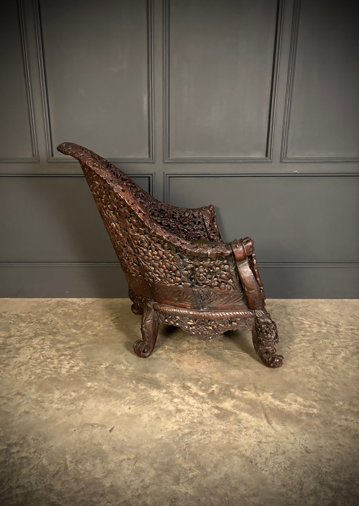 Carved Burmese Armchair
