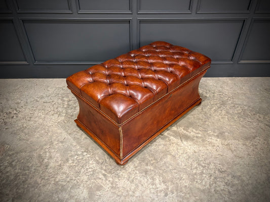 Large Regency Leather Ottoman