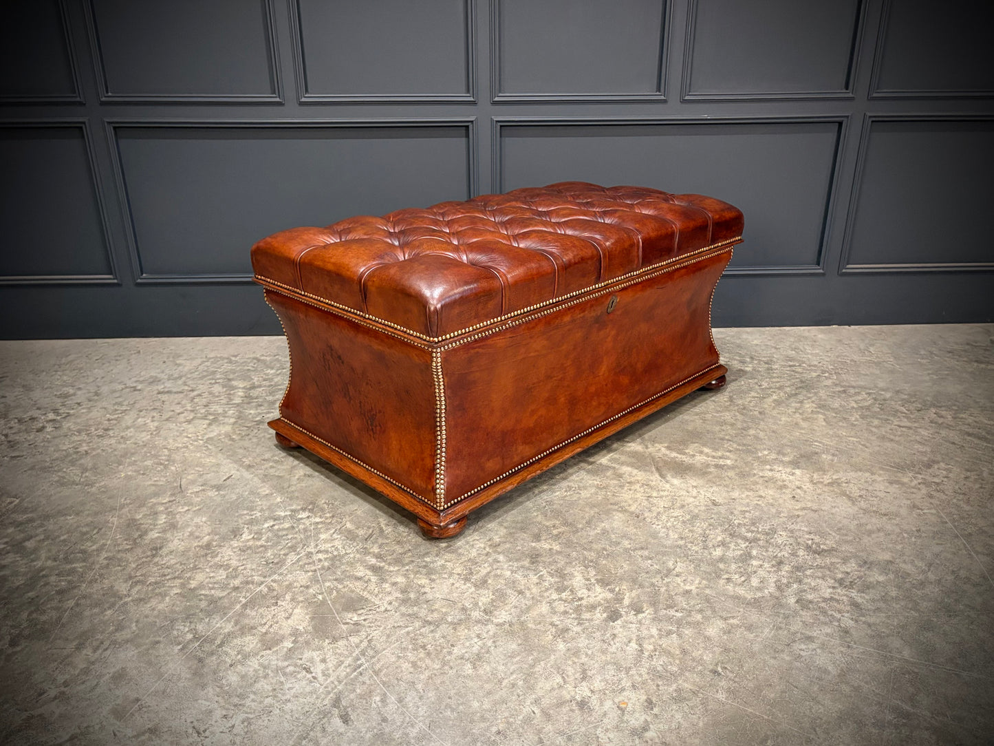 Large Regency Leather Ottoman