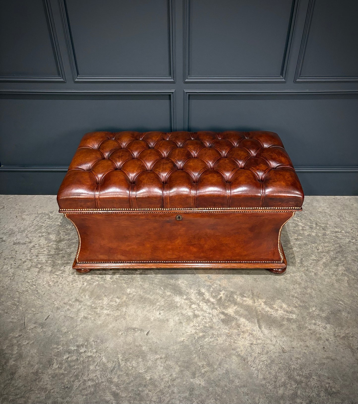 Large Regency Leather Ottoman