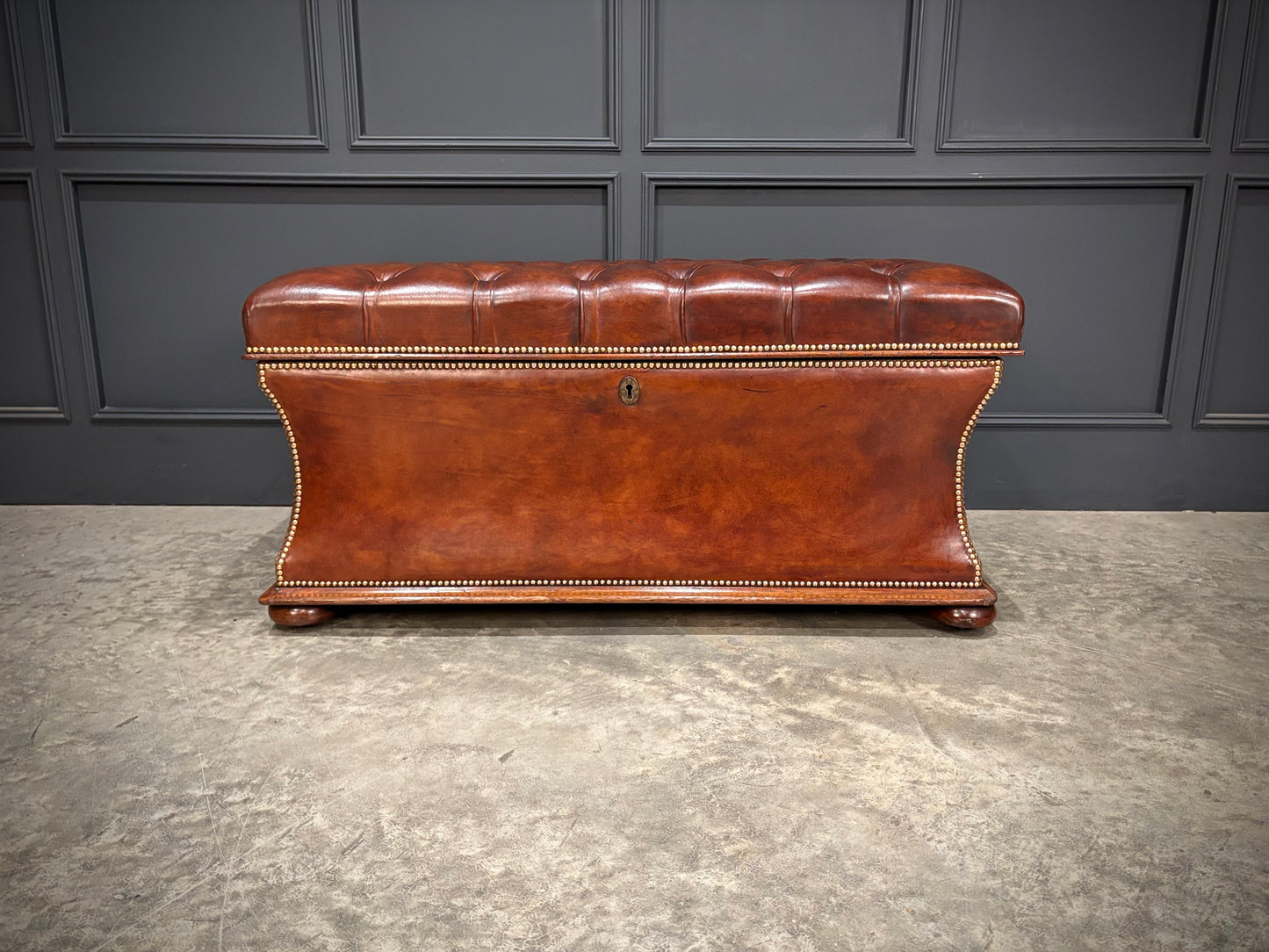 Large Regency Leather Ottoman