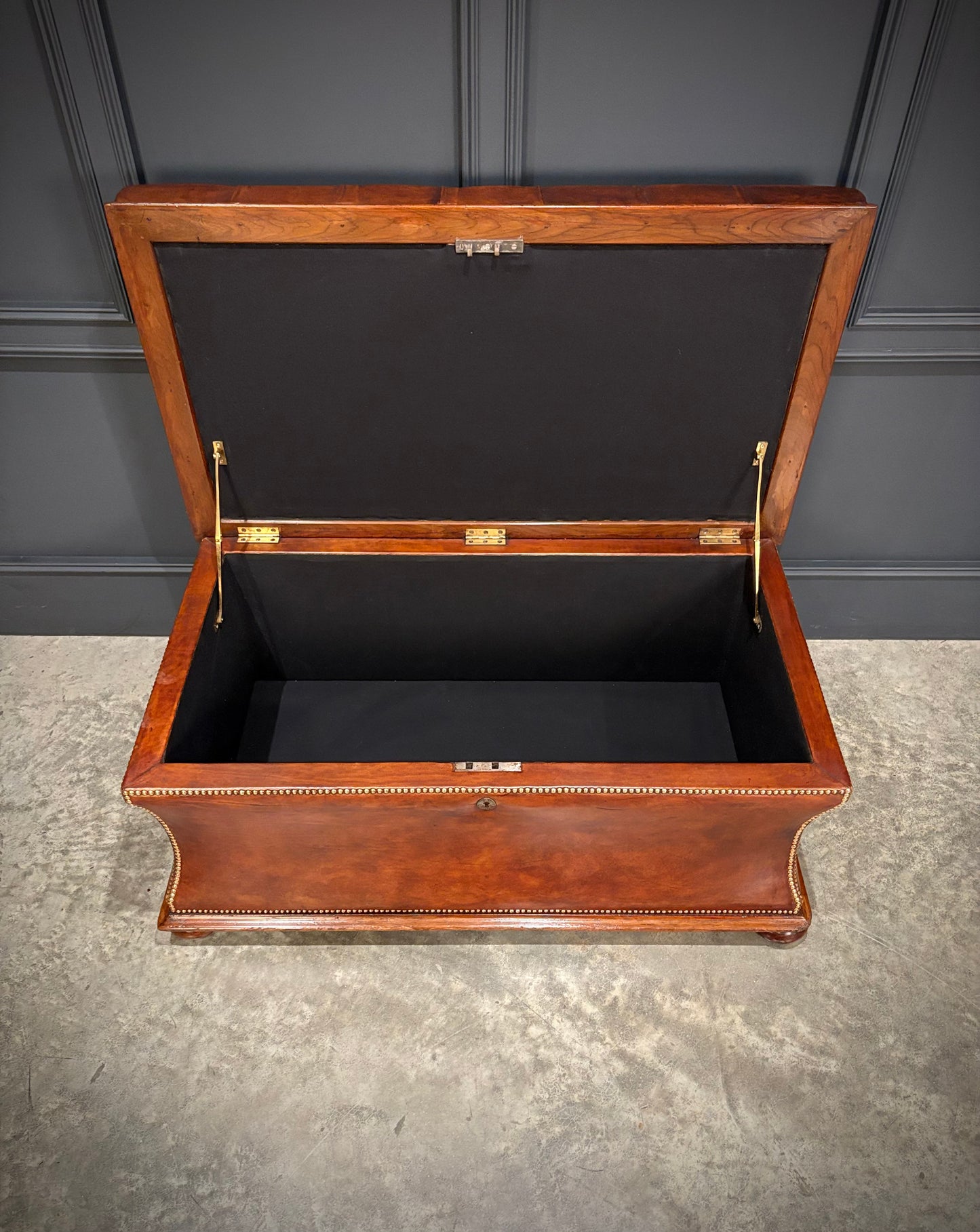 Large Regency Leather Ottoman