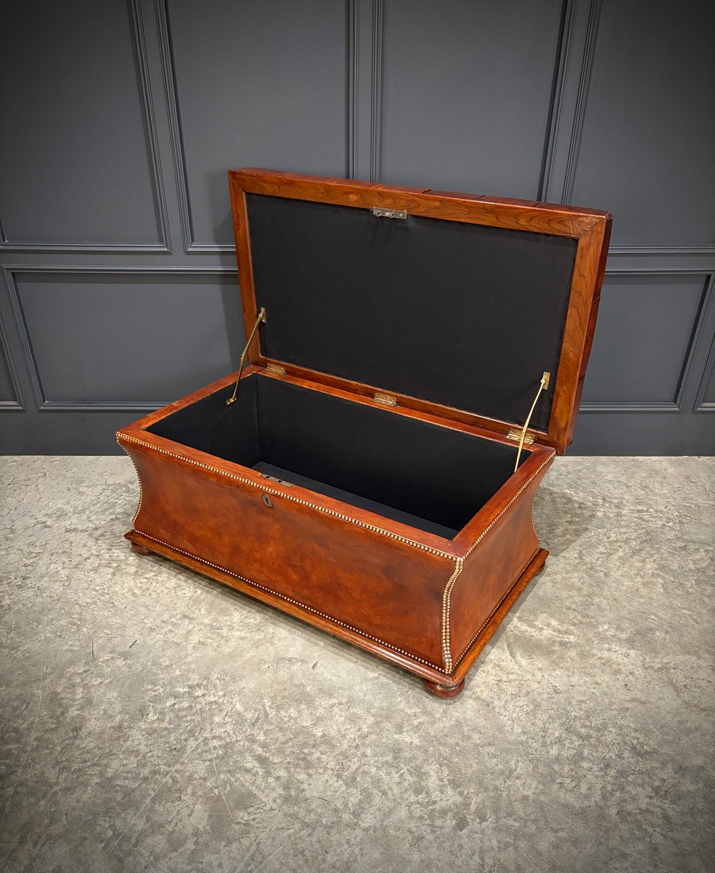 Large Regency Leather Ottoman