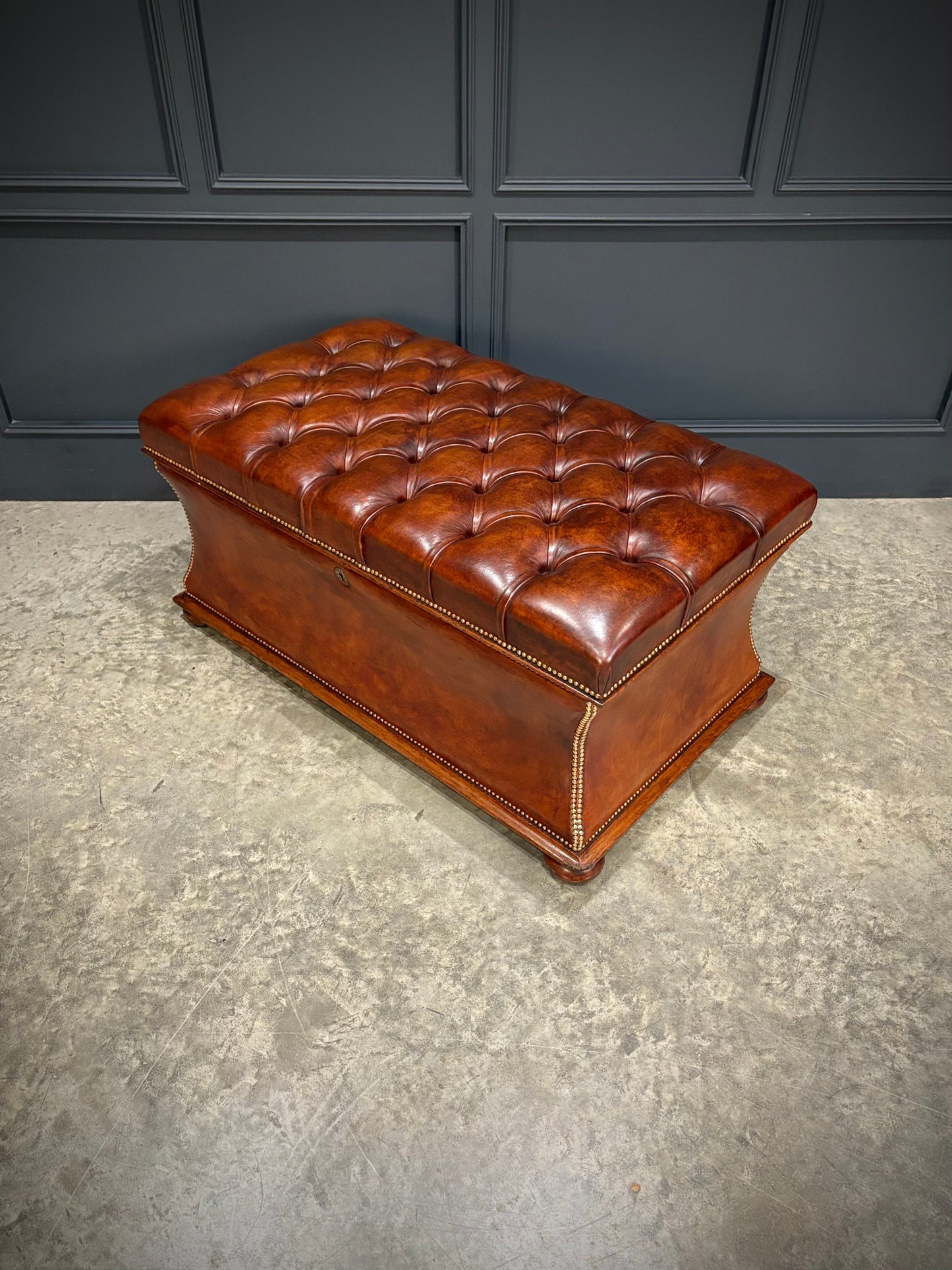 Large Regency Leather Ottoman