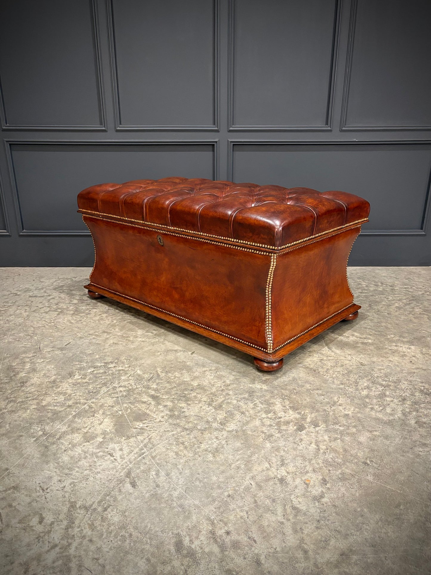 Large Regency Leather Ottoman