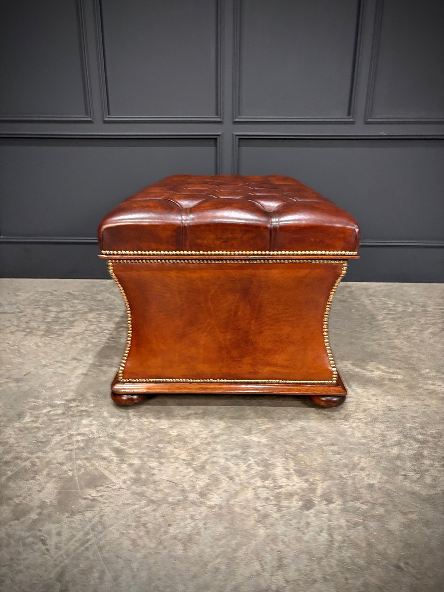 Large Regency Leather Ottoman