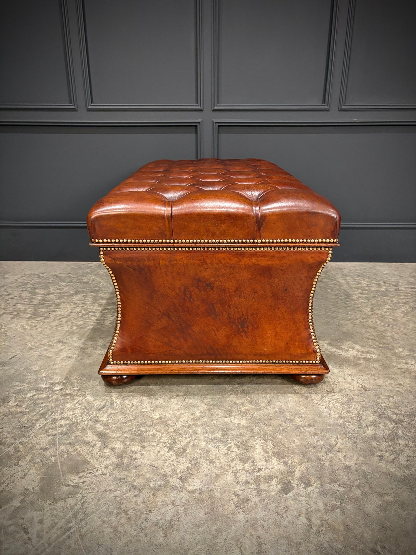 Large Regency Leather Ottoman