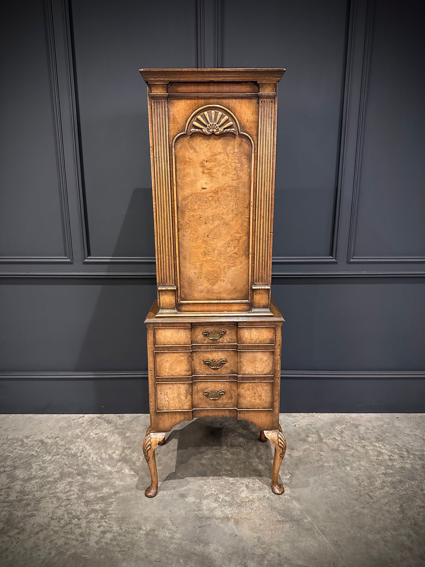 Small Queen Anne Style Walnut Bookcase