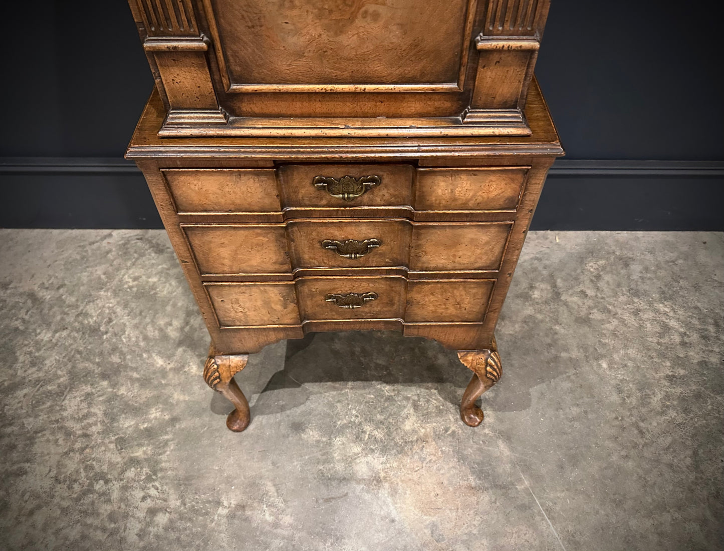 Small Queen Anne Style Walnut Bookcase