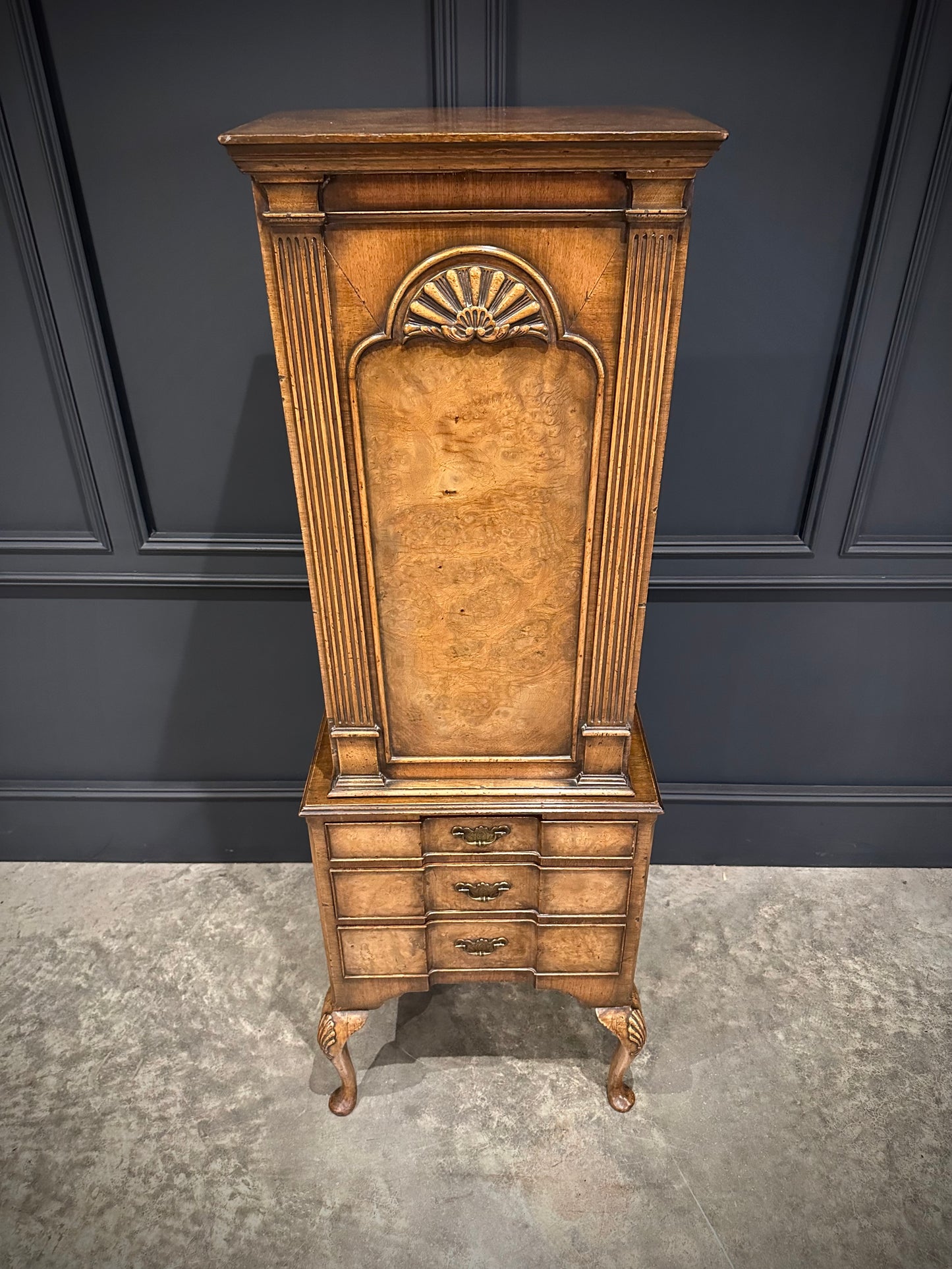 Small Queen Anne Style Walnut Bookcase