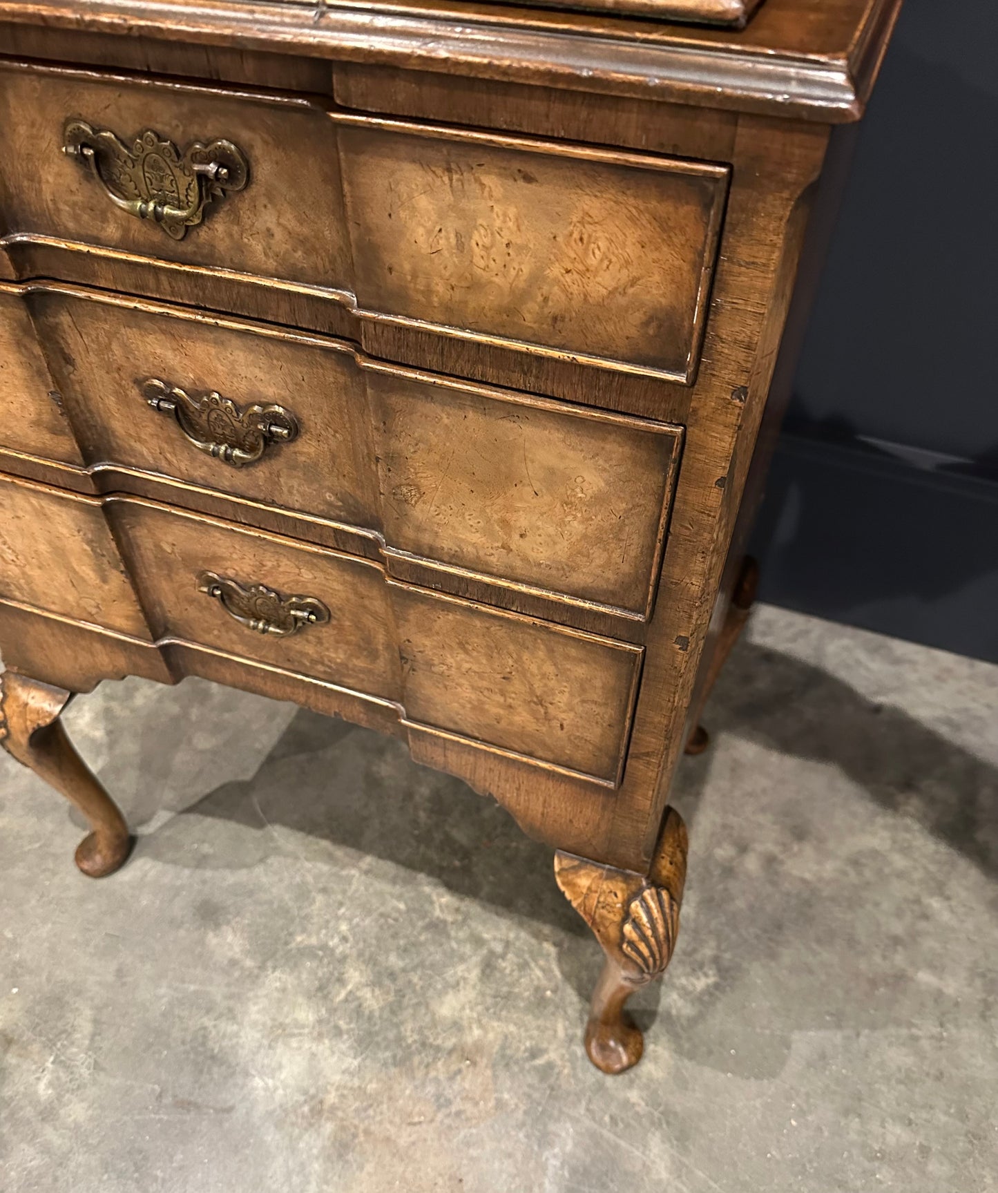 Small Queen Anne Style Walnut Bookcase